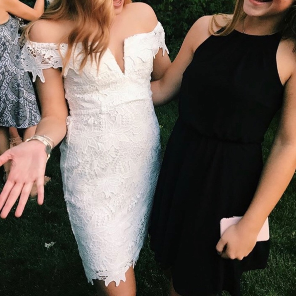 White lace mini dress